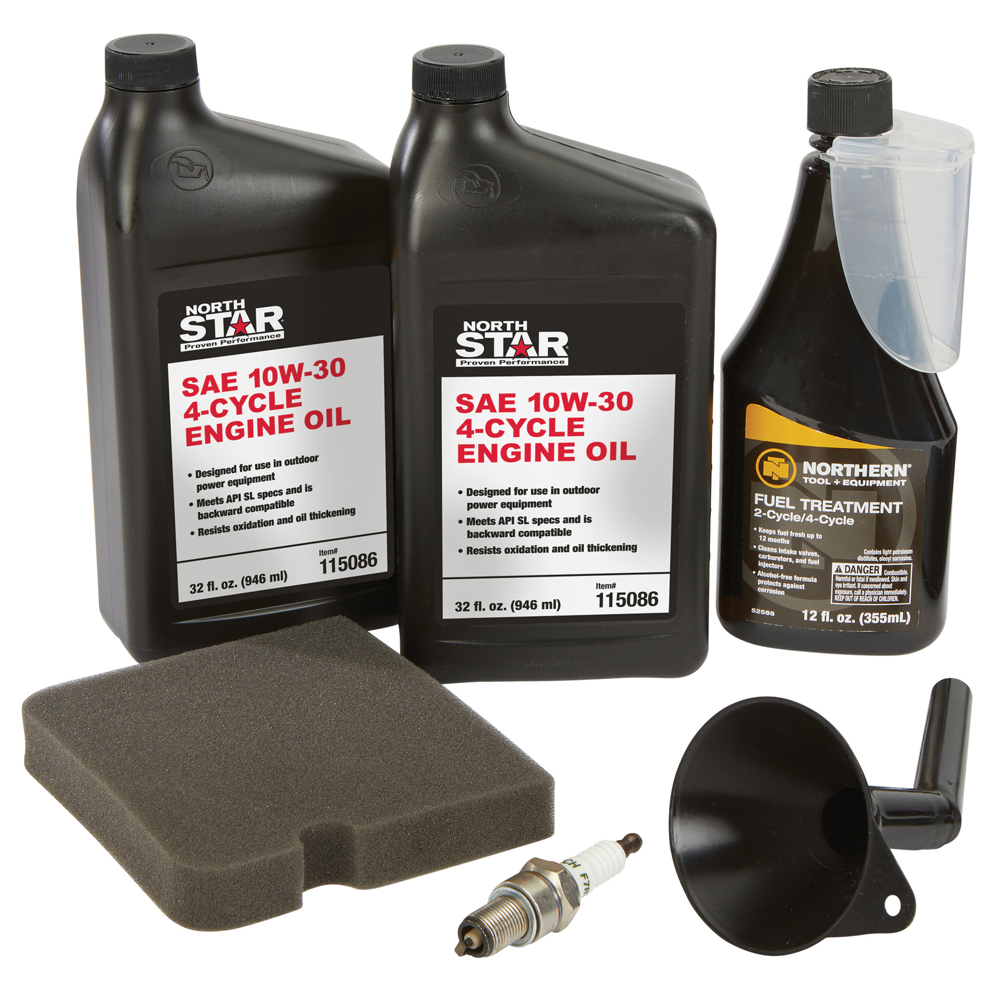 NorthStar Maintenance Kit for 420cc Generator, 2 Qts. 10/30W Oil, 8-Oz. Fuel Additive, Air Filter, Funnel, Spark Plug, Model# 805645